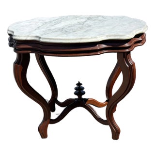 1960s Victorian Marble Parlor Table For Sale