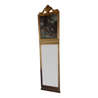Swedish Gilded Mirror With Painting For Sale