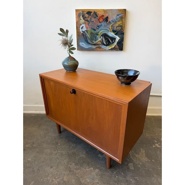 Vintage Danish Teak Drop Door Cabinet For Sale - Image 4 of 9