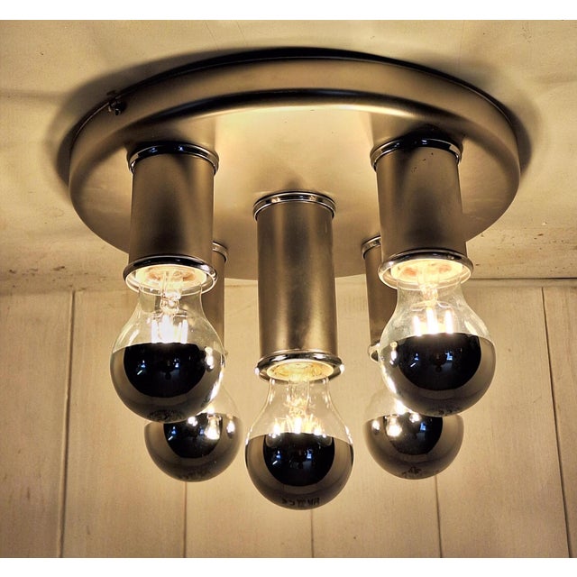 Silver Flat Vintage German Ceiling Lamp with Metal Housing from Honsel, 2000s For Sale - Image 8 of 8