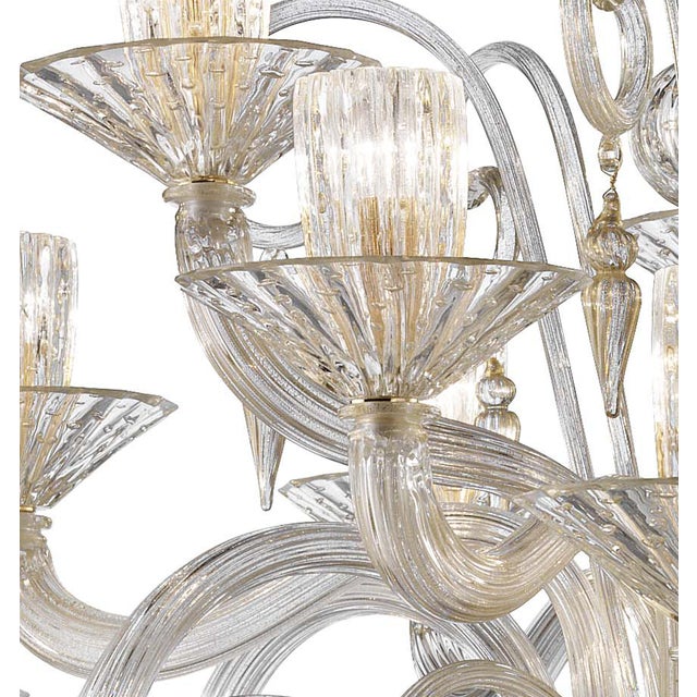 2020s Huge Imperial Trasparent and Gold "Rigadin" Murano Glass Chandelier For Sale - Image 5 of 6