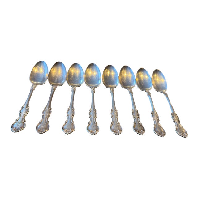 Antique R. Wallace "Troy" Silver Plate Tablespoons. Set of 9. Monogram "A" For Sale