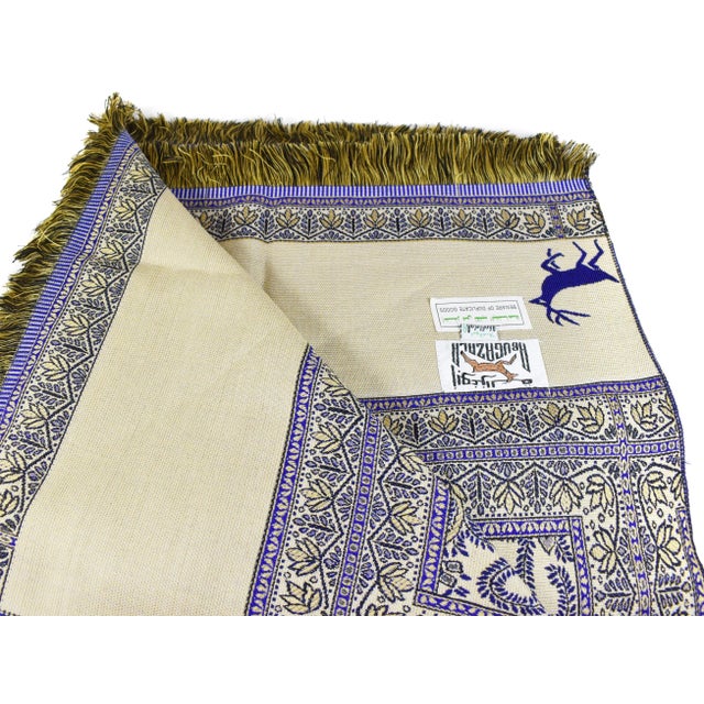 Egyptian Blue Floral Throw Shawl or Wall Hanging For Sale - Image 10 of 12