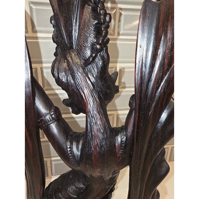 Large 14.75" Mid-Century Balinese Two-Tone Macassar Ebony Celestial Dancer Masterwork For Sale - Image 9 of 12