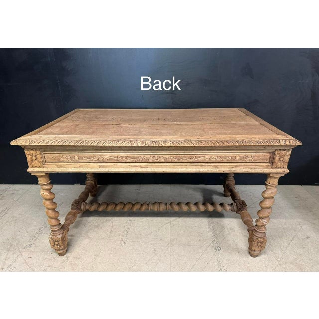 French Bleached Oak Writing Desk, 1860 For Sale - Image 10 of 16