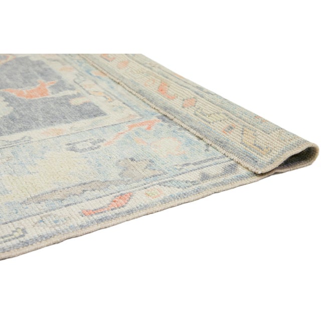 Turkish 7 X 20 Oversized Modern Wool Rug Turkish Oushak in Light Gray For Sale - Image 3 of 10