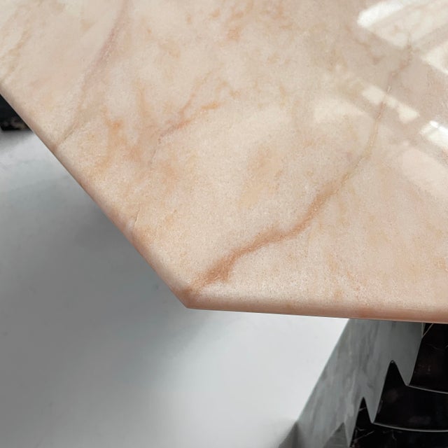 Italian Modern Wall Console or Desk in Black Marquina and Pink Portogallo Marble, 1980s For Sale - Image 12 of 18