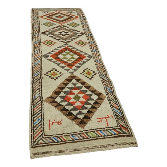 Beige Bohemian Runner Rug For Sale