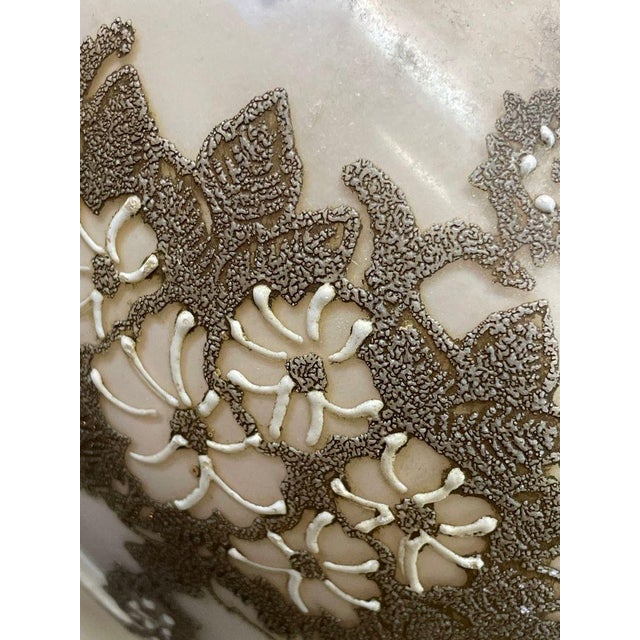 White Vintage Italian Capodimonte Floral Relief Table Lamps - Pair For Sale - Image 8 of 12