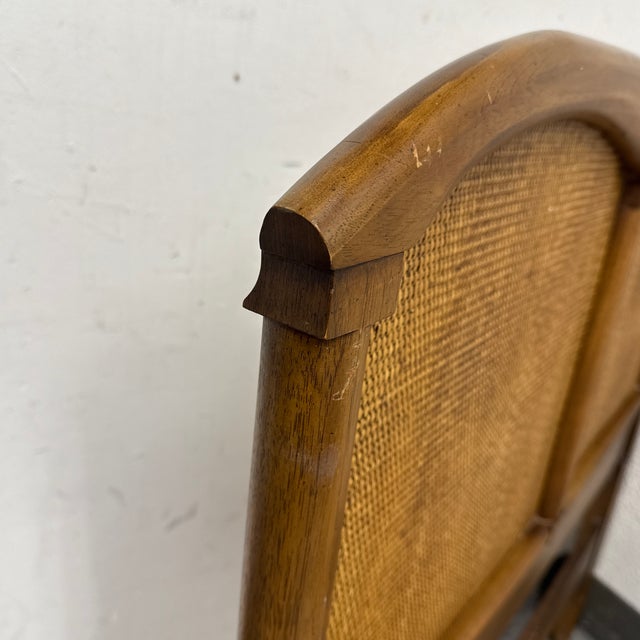 Twin Size Walnut Headboard With Rattan Panels For Sale - Image 9 of 12