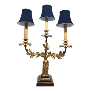 Goddess Fortuna Gilt Triple Candelabra Girandole Lamp