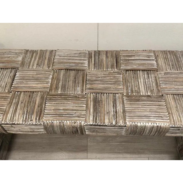 2010s Whitewashed Woven Rattan Console Table For Sale - Image 5 of 13