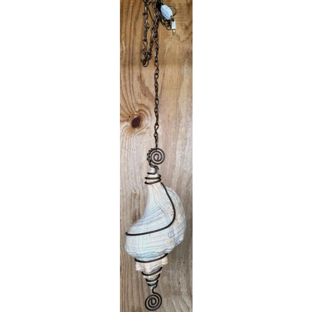 Modern Bronze Mounted Conch Shell Chandelier /Pendant For Sale - Image 10 of 12