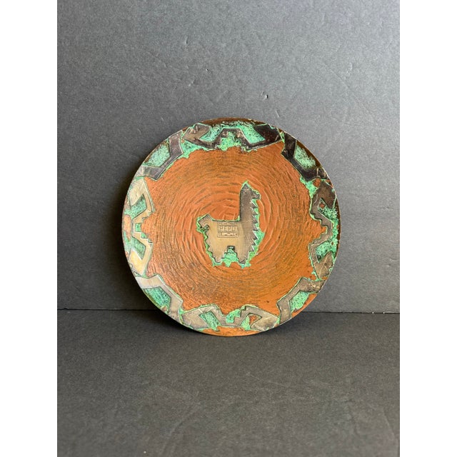 Vintage Peruvian Wall Plate Silver & Copper Mixed Media Decorative Handmade For Sale - Image 11 of 11