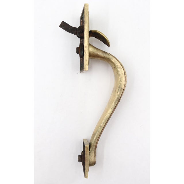 Vintage 9.5 In. Brass Thumb Latch Door Pull Handle For Sale - Image 4 of 5