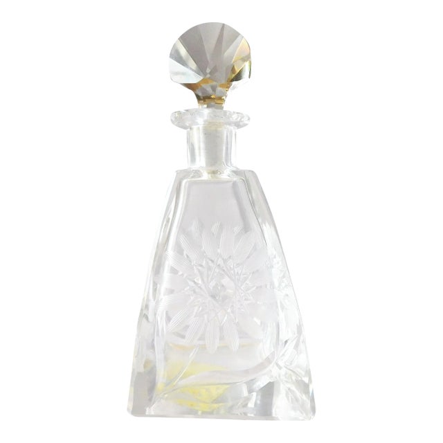 Vintage 1950s Cut Crystal Perfume Bottle For Sale