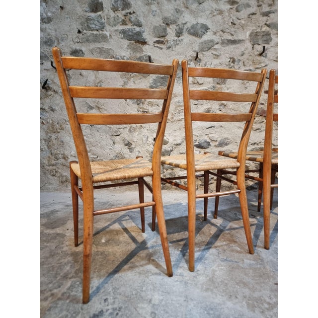 Mid-Century Italian Dining Chairs with Woven Natural Fibre Seats, Italy, 1960s, Set of 4 For Sale - Image 9 of 18