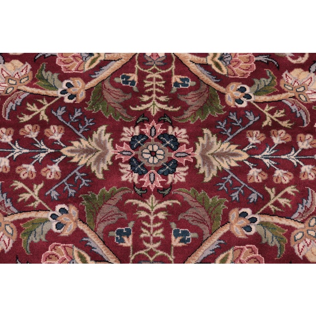 Textile Art Nouveau 1990's Pak-Persian Red/Pink Wool Round Rug- 8'1'' X 8'3'' For Sale - Image 7 of 9