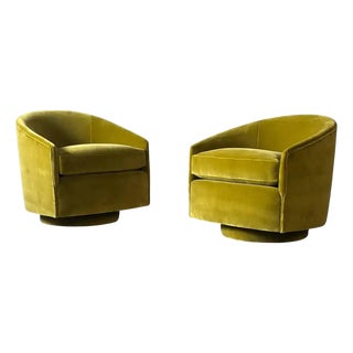 Velvet Upholstered Swivel Chairs For Sale