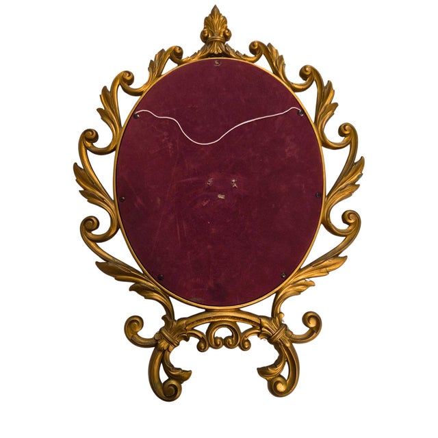 Gold Vintage Syroco Hollywood Regency Gold Wall Mirror, Ornate Baroque Rococo Style Accent For Sale - Image 8 of 9