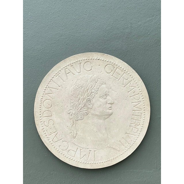 Vintage Roman Emperor Plaster Medallion For Sale - Image 11 of 15