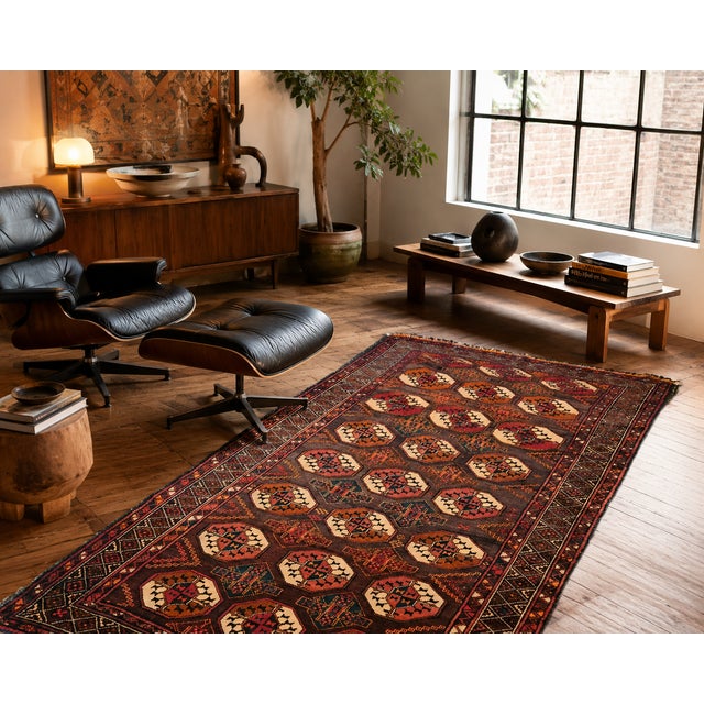 Rustic Vintage Baluchi Rug in Wool, 1960s For Sale - Image 3 of 12