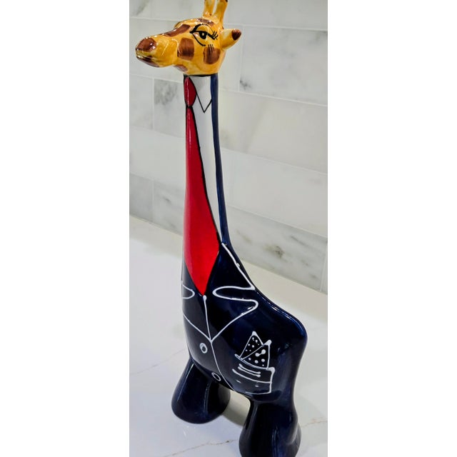 Turov Limited Edition Ceramic Giraffe in Suit – Hand-Painted 1999 Art Sculpture, San Francisco Ca For Sale - Image 4 of 11