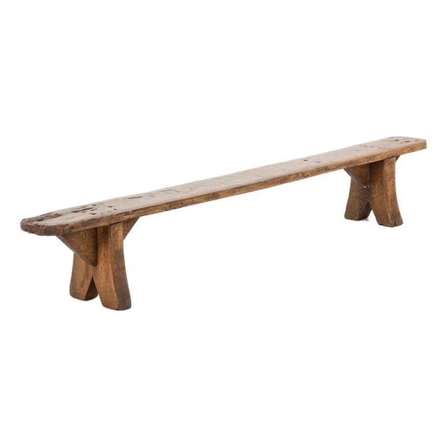 Decorative Wooden Low Bench, France, 1850s For Sale