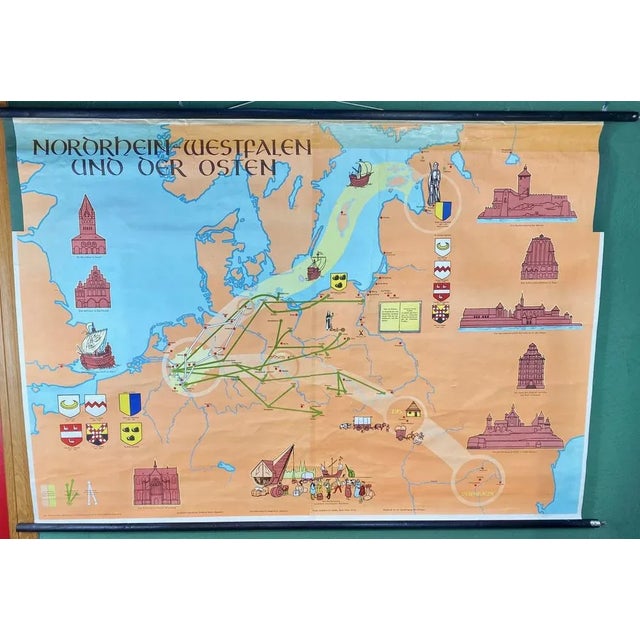 Mid-Century Modern German Renania Map of the North Poster For Sale - Image 3 of 7