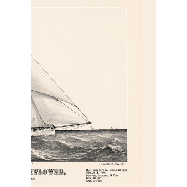 Sloop Yacht Mayflower, Vintage Art Print Reproduction, 30" X 20" For Sale - Image 4 of 9