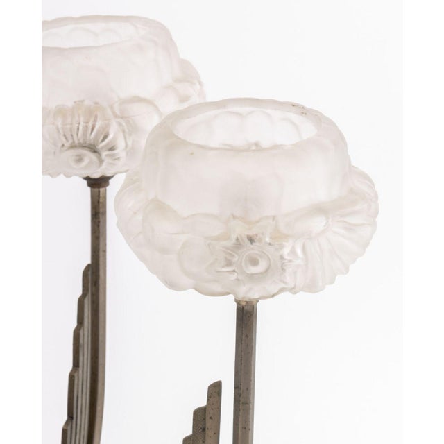 Art Deco Five-Branch Glass and Marble Table Lamp For Sale - Image 4 of 9