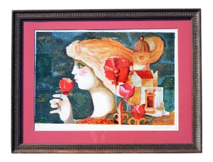 Mid-Century Pla Domenech Signed Blonde Girl Lithograph