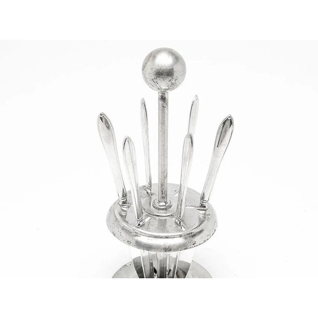 Metal Art Deco Knife Stand, Germany, 1930s, Set of 7 For Sale - Image 7 of 10