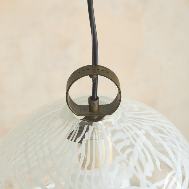 Late 20th Century Italian Glass Dome Pendant with Abstract Pattern, 1970s For Sale - Image 5 of 9