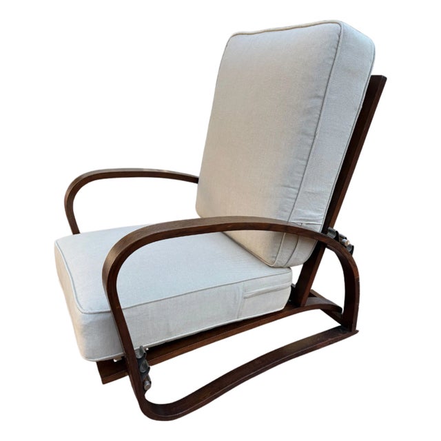Mid 20th Century Adjustable H-70 Armchair Attributed to Jindrick Halabala, 1930s For Sale