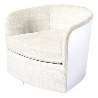 Mid-Century Modernist Chrome & Upholstered Swivel Club Chair by Milo Baughman For Sale