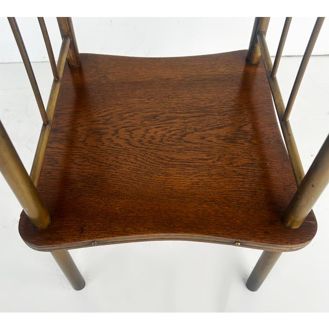 Wood Early 20th Century Ernst Rockhausen German Arts and Crafts Pedestal Stand in Wood and Brass For Sale - Image 7 of 11