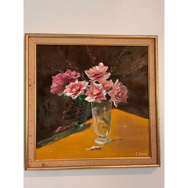 Original signed oil on canvas by Palm Beach County artist Francis “Duke” Downs (c. 1915–2009), depicting a dramatic floral...