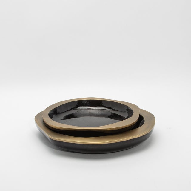 Metal Bowl in Black Shell With Bronze Patina Brass Details by R&y Augousti For Sale - Image 7 of 9