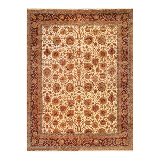 Pasargad Home Agra Beige Wool Area Rug-12' 2" X 16' 4" For Sale
