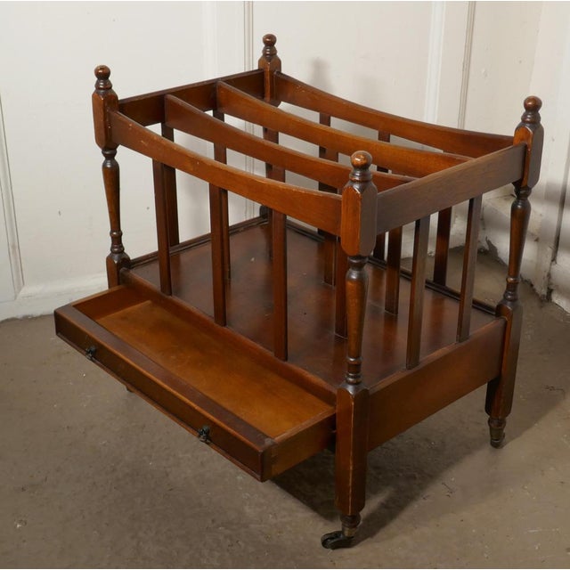 Wood English Walnut Canterbury Magazine Stand For Sale - Image 7 of 9
