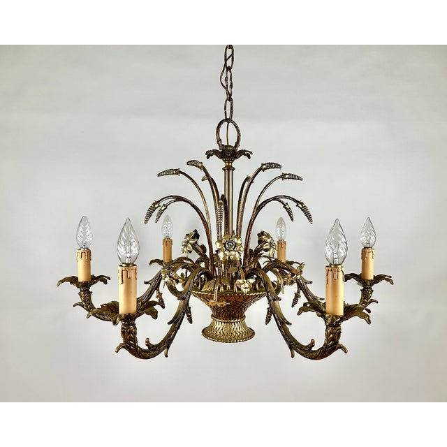 Vintage French Bronze Chandelier, 1960s For Sale - Image 11 of 11