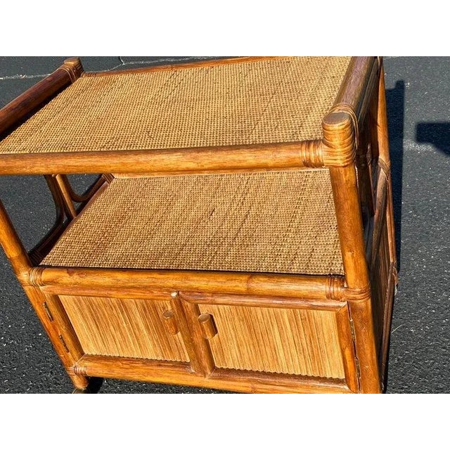 Boho Chic Rattan and Wicker Bar Cart For Sale - Image 10 of 13
