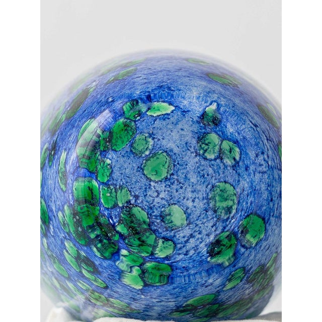 French Blue and Green Mouth-Blown Cased Art Glass Vase from La Rochère, 1960s For Sale - Image 12 of 17