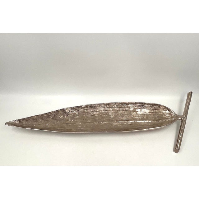 Metal Michael Aram Nickel-Plated Bamboo Leaf Tray For Sale - Image 7 of 12
