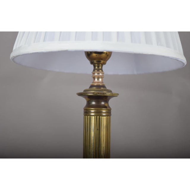 Metal Vintage Brass Column Table Lamp with Marble Base, 1950s For Sale - Image 7 of 10