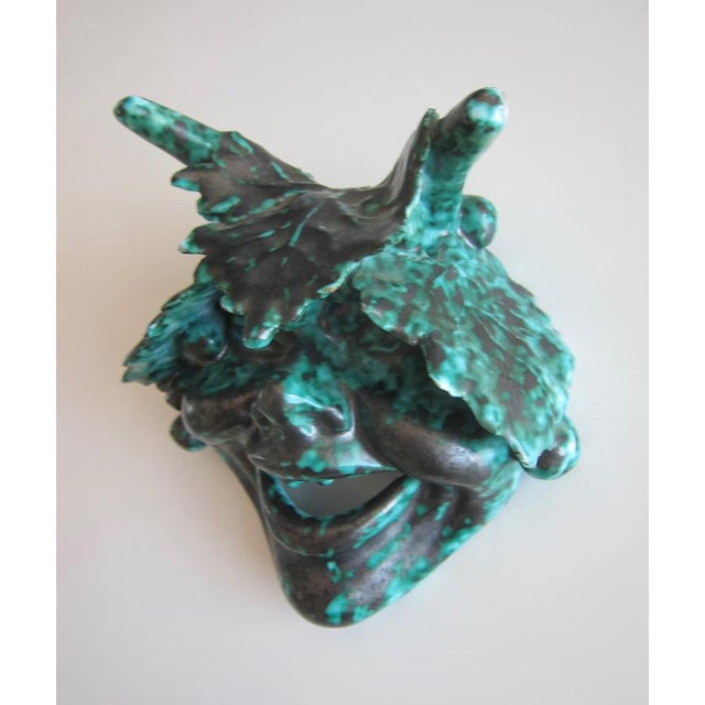 Scandinavian Modern Ceramic Faun Mask Sculpture, 1920s For Sale - Image 3 of 6