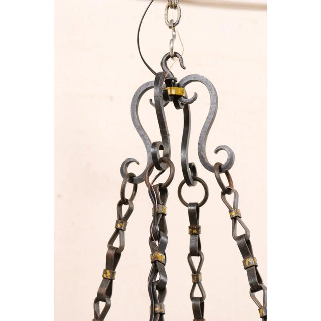 Mid 20th Century French Black Iron With Gold Oval Chandelier For Sale In Atlanta - Image 6 of 12