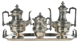 Tea and Coffee Set in Silver-Plated Metal