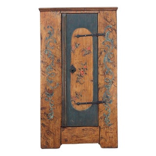 Primitive Farmhouse 18th Century Painted Folk Art Bridal Cabinet For Sale